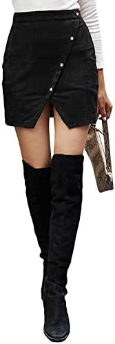 Women's Faux Suede High Waist Button A-Line Mini Pencil Skirt | Amazon (US)