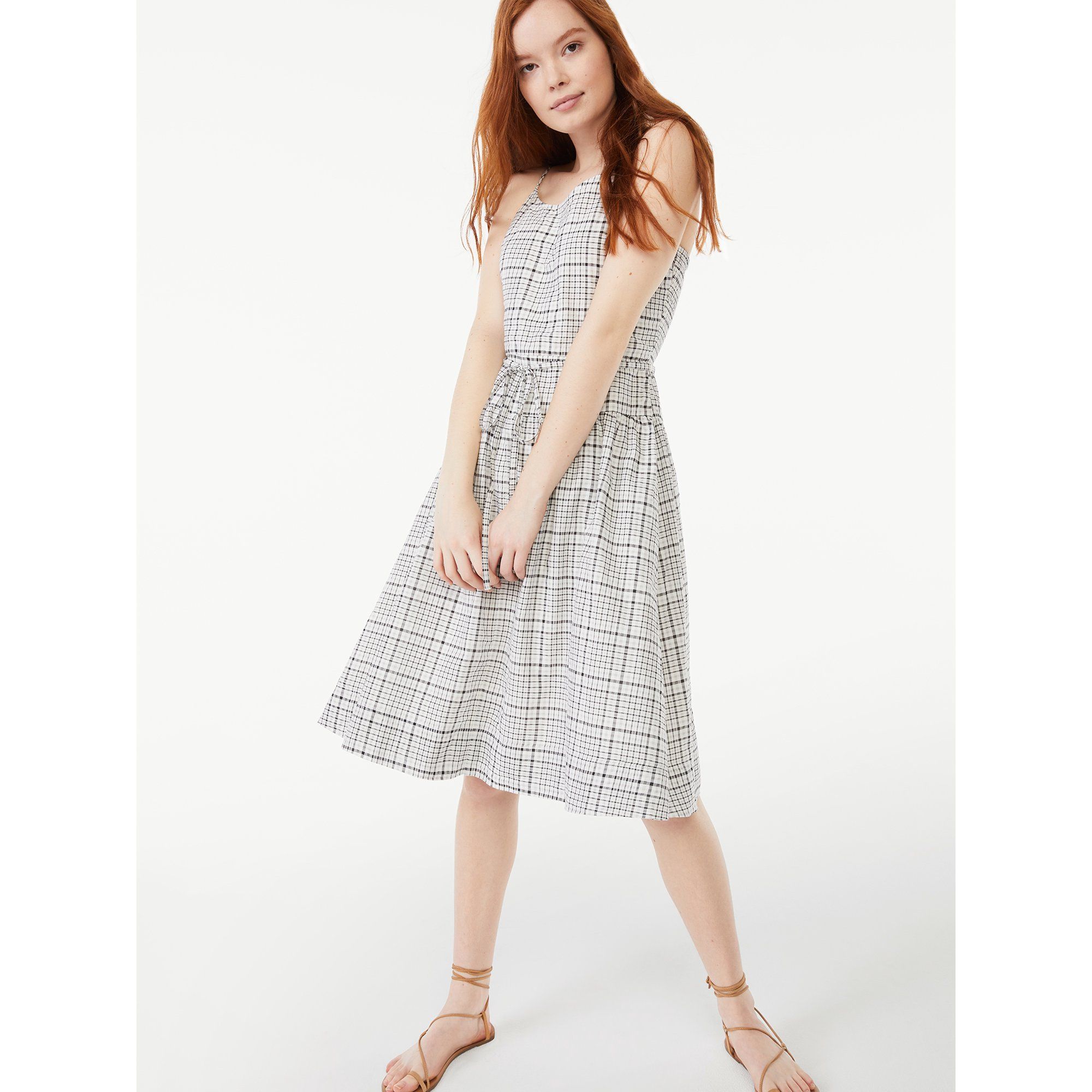 Free Assembly Women's Strappy Tiered Midi Dress | Walmart (US)