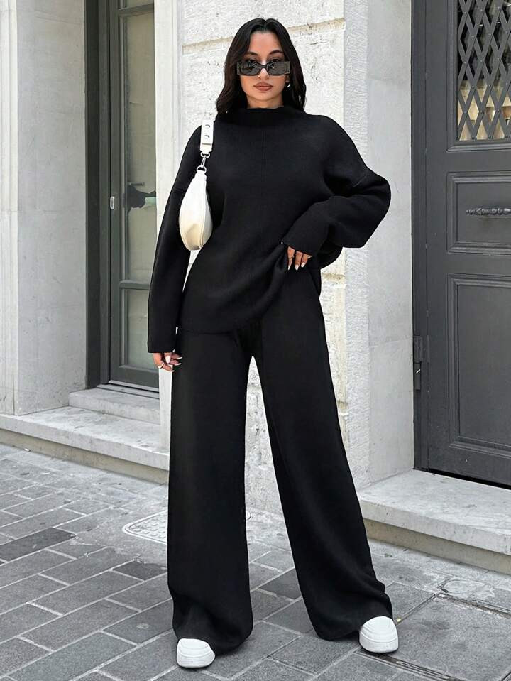 SHEIN Tall Drop Shoulder Sweater & Knit Pants | SHEIN