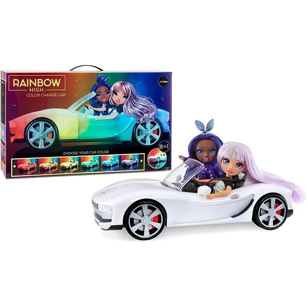Rainbow High Color Change Car - Convertible Vehicle, 8-In-1 Light-Up, Multicolor, Fits 2 Fashion ... | Walmart (US)