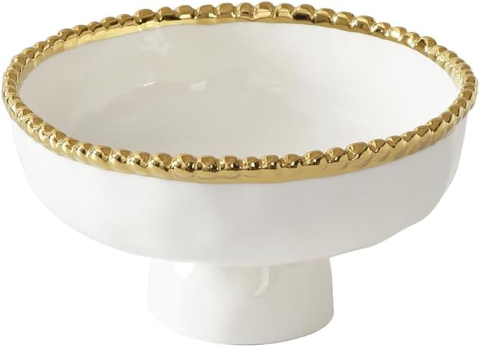 Pampa Bay Footed Bowl, Salerno, Kitchen, Gift (White/Gold) | Amazon (US)