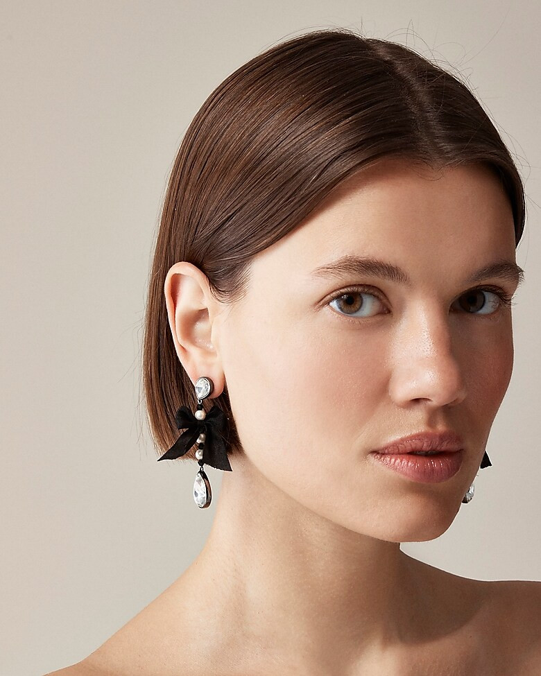 Sparkle bow drop earrings | J. Crew US