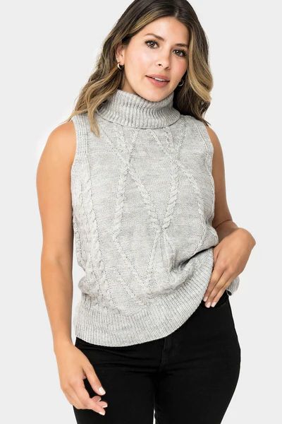 Turtleneck Cable Knit Sweater Vest | Gibson
