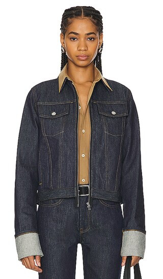 Cuff Zip Trucker Jacket in Undone Indigo | Revolve Clothing (Global)