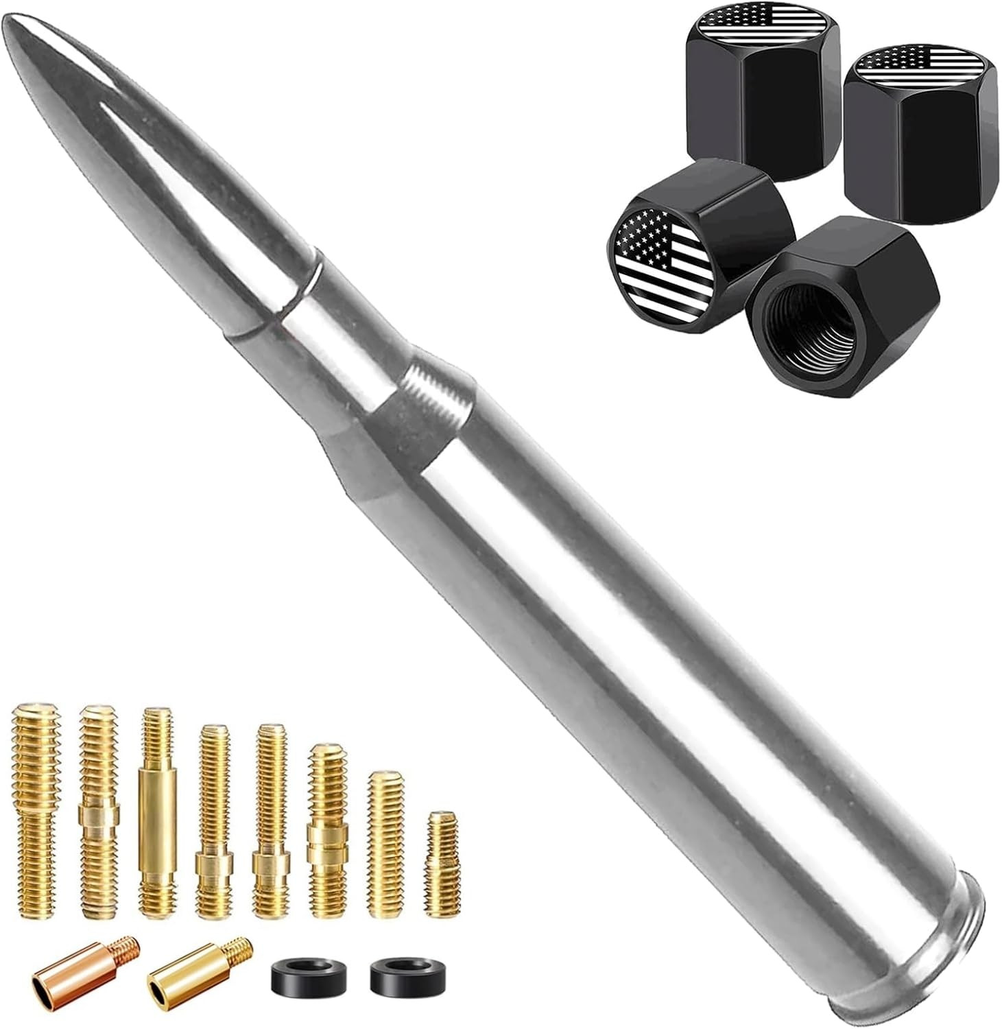 Truck Car Bullet Antenna with Valve Stem Caps Mast for GM Chevy Silverado 1500 2500 3500 HD Ford ... | Amazon (US)