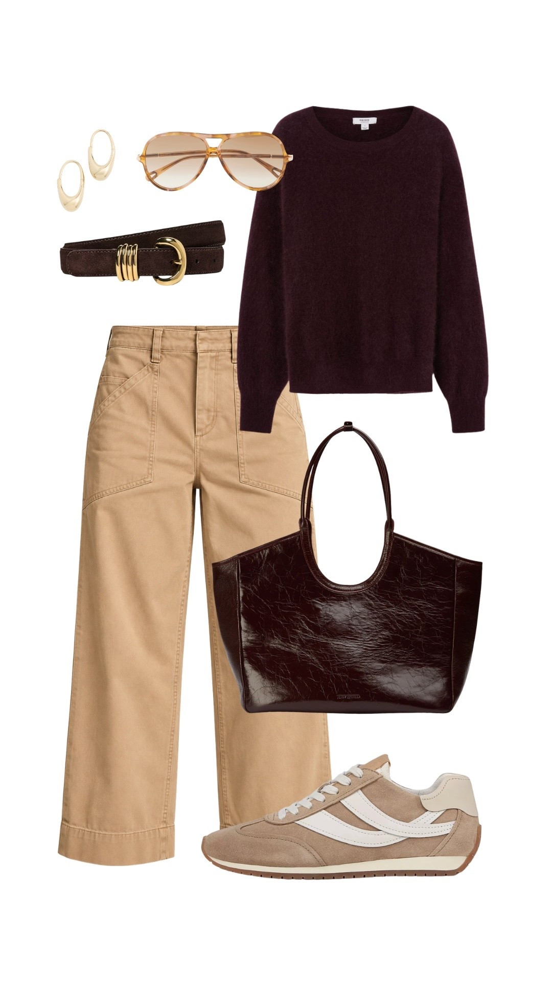 Easy fall dressing, but make it elevated. I love the mix of chocolate, cream, and burgundy here — polished enough for the city, but still effortless with sneakers.

fall outfit, elevated casual outfit, neutral fall outfit, burgundy sweater, chocolate brown outfit, cream pants, wide leg pants, casual chic outfit, classic fall style, minimalist outfit, elevated everyday style

#LTKootd #LTKSeasonal #LTKOver40