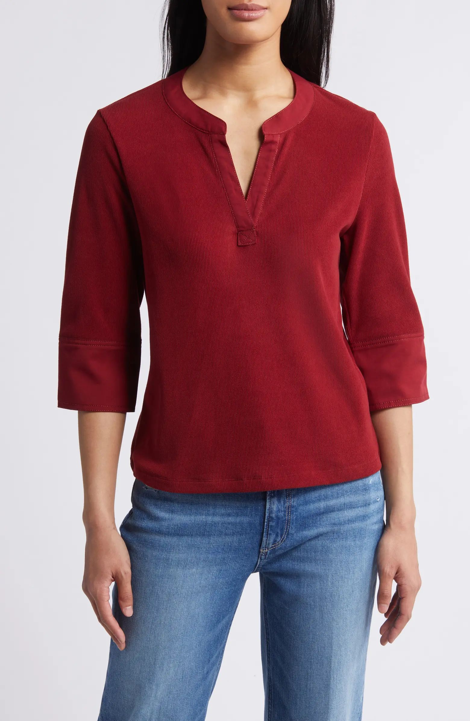 Three Quarter Sleeve Rib Shirt | Nordstrom