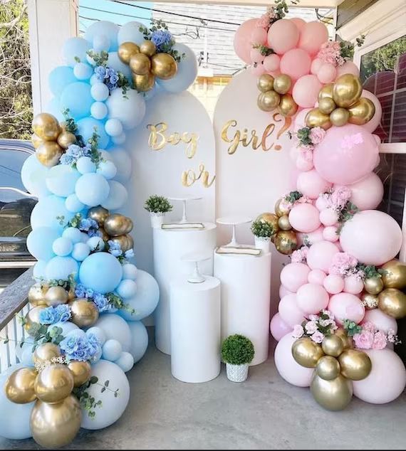 Gender Reveal Balloon Garland Kit Pink Blue Gold Baby Shower | Etsy | Etsy (US)