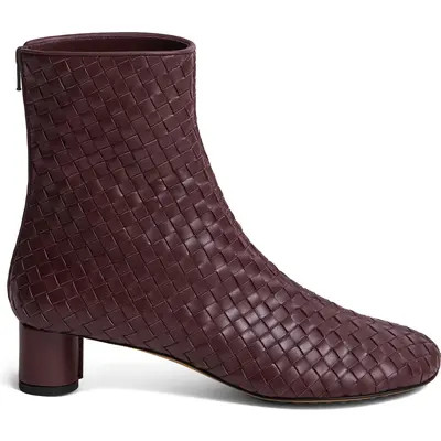 Bottega Veneta Intrecciato Woven Bootie in Deep Mahogany at Nordstrom, Size 35 | Nordstrom