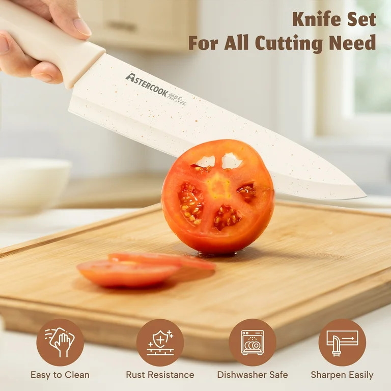 Astercook Knife Set, 17 Pieces Kitchen Knife Sets with Anti-Rust Coating & Built-in Sharpener, Hi... | Walmart (US)