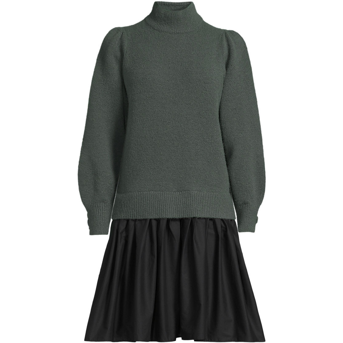 Women's Fuzzy Lantern Sleeve Mock Neck Mini Twofer Dress | Lands' End (US)