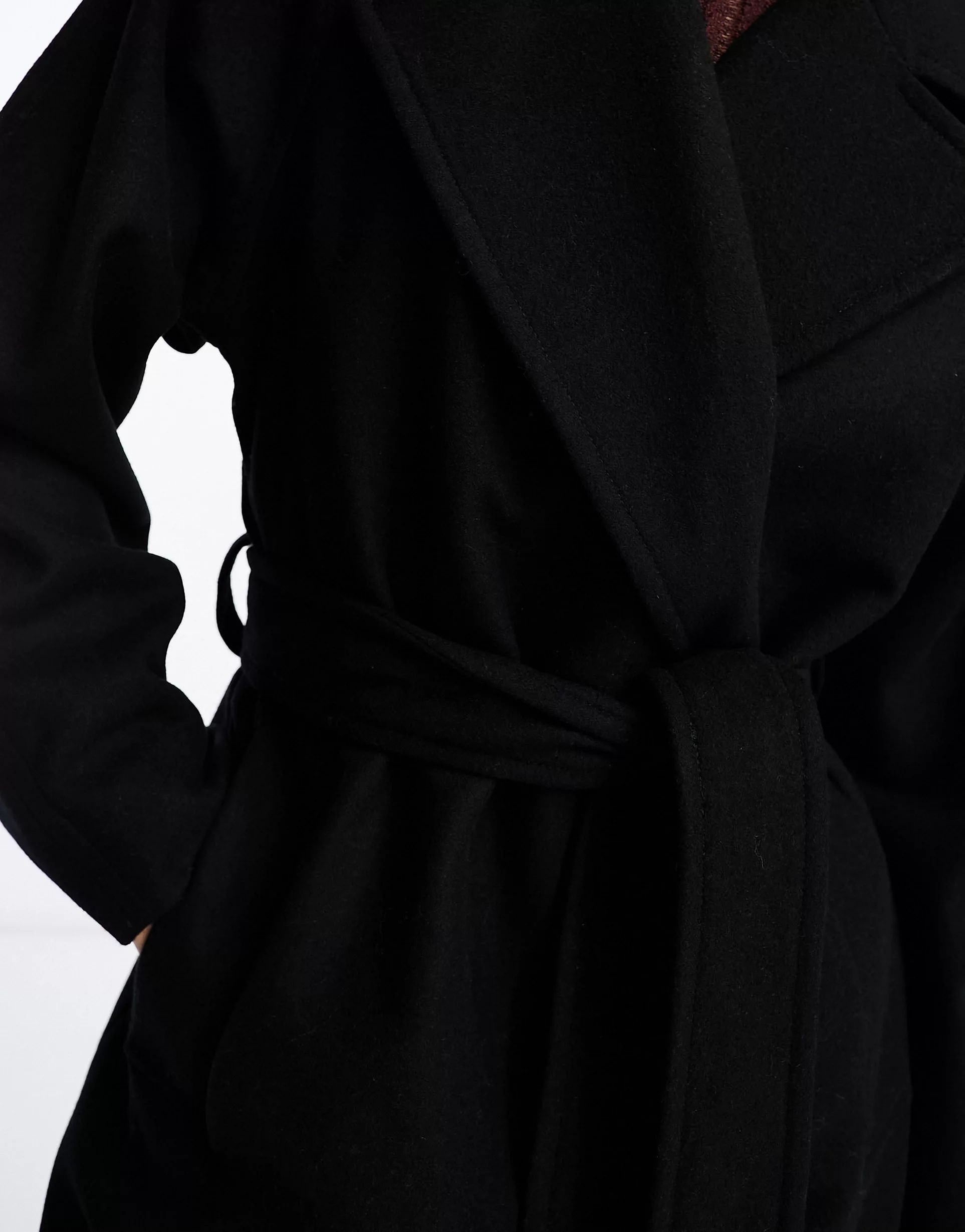 Weekday Kia wool blend oversized coat with tie waist detail in black | ASOS (Global)