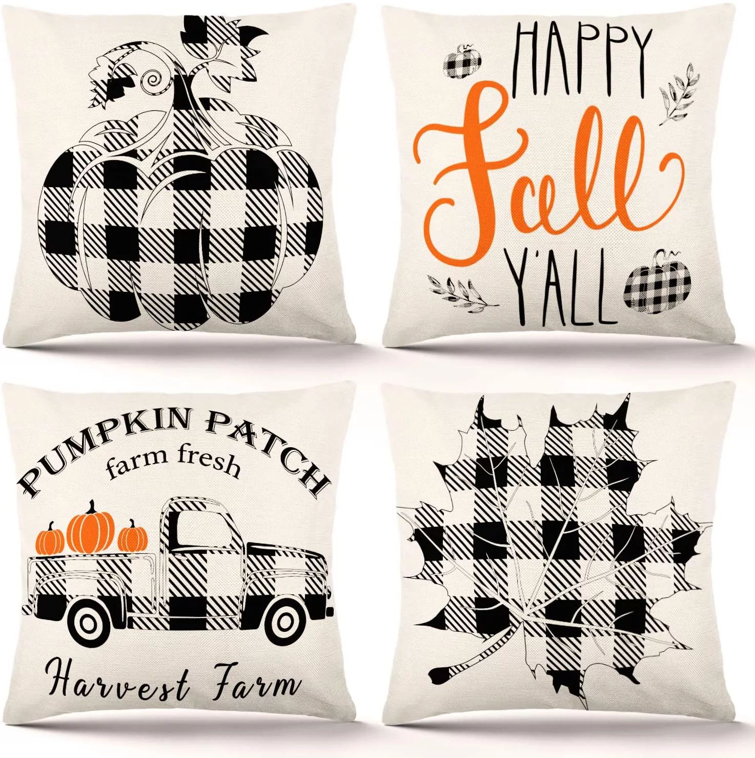 DecorX Fall Pillow Covers 18×18 Inch Set of 4 Fall Decor for Home Autumn Farmhouse Buffalo Plaid... | Walmart (US)