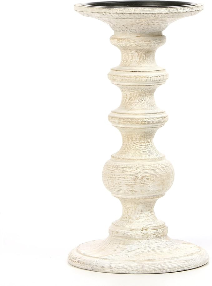 Hosley White Wood Pillar Candle Holder 9 Inch High Ideal Gift for Weddings Special Occasion Spa A... | Amazon (US)