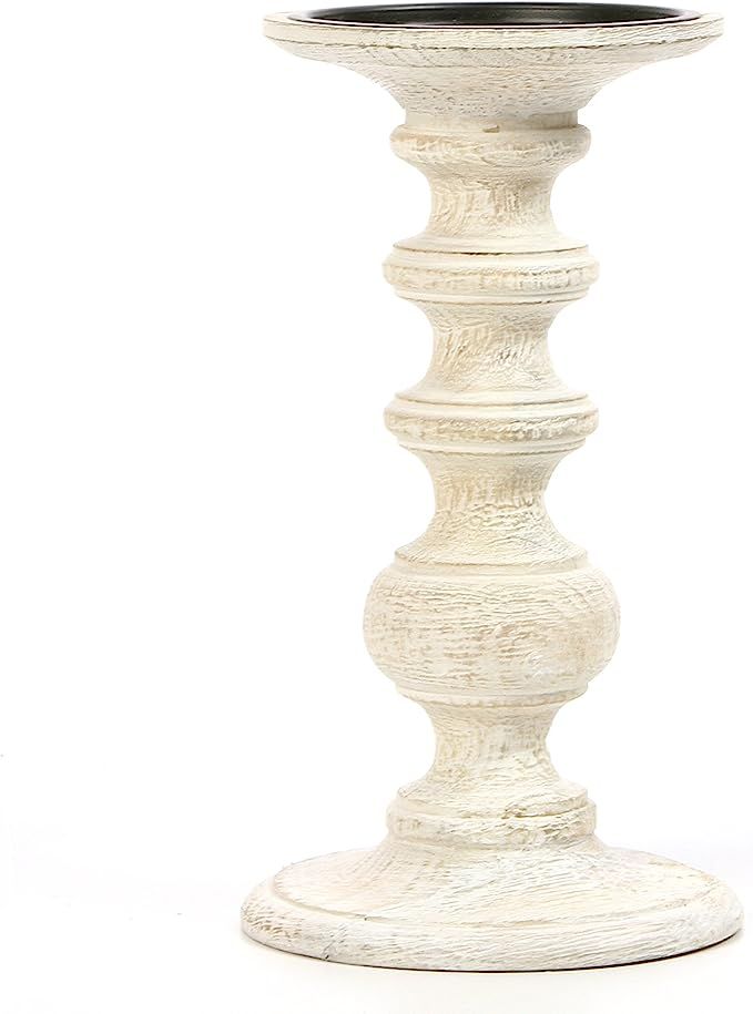 Hosley White Wood Pillar Candle Holder 9 Inch High Ideal Gift for Weddings Special Occasion Spa A... | Amazon (US)