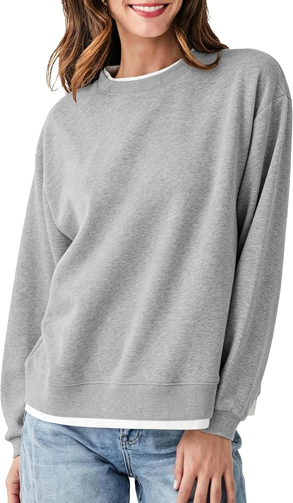 Women's 2 in 1 Contrast Color Pullover Sweatshirt | Amazon (US)