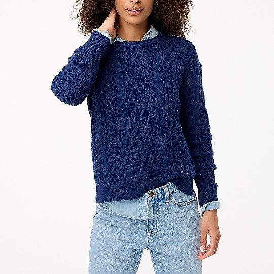 Donegal cable crewneck sweater | J.Crew Factory