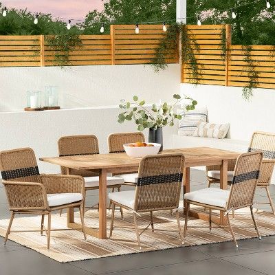 2pk Wicker & Metal Patio Dining Chairs Stripe - Threshold™ designed with Studio McGee | Target