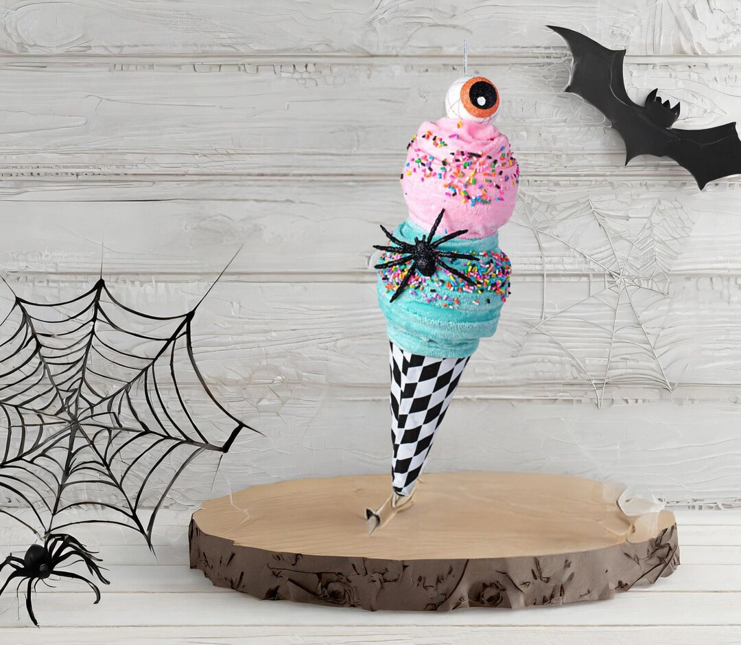 12in Harlequin Halloween Ice Cream Cone: Pink & Mint - Etsy | Etsy (US)
