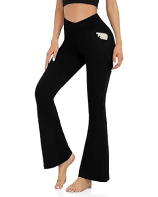 Sunzel Flare Leggings, Crossover Yoga Pants with Tummy Control, High-Waisted and Wide Leg | Amazon (US)
