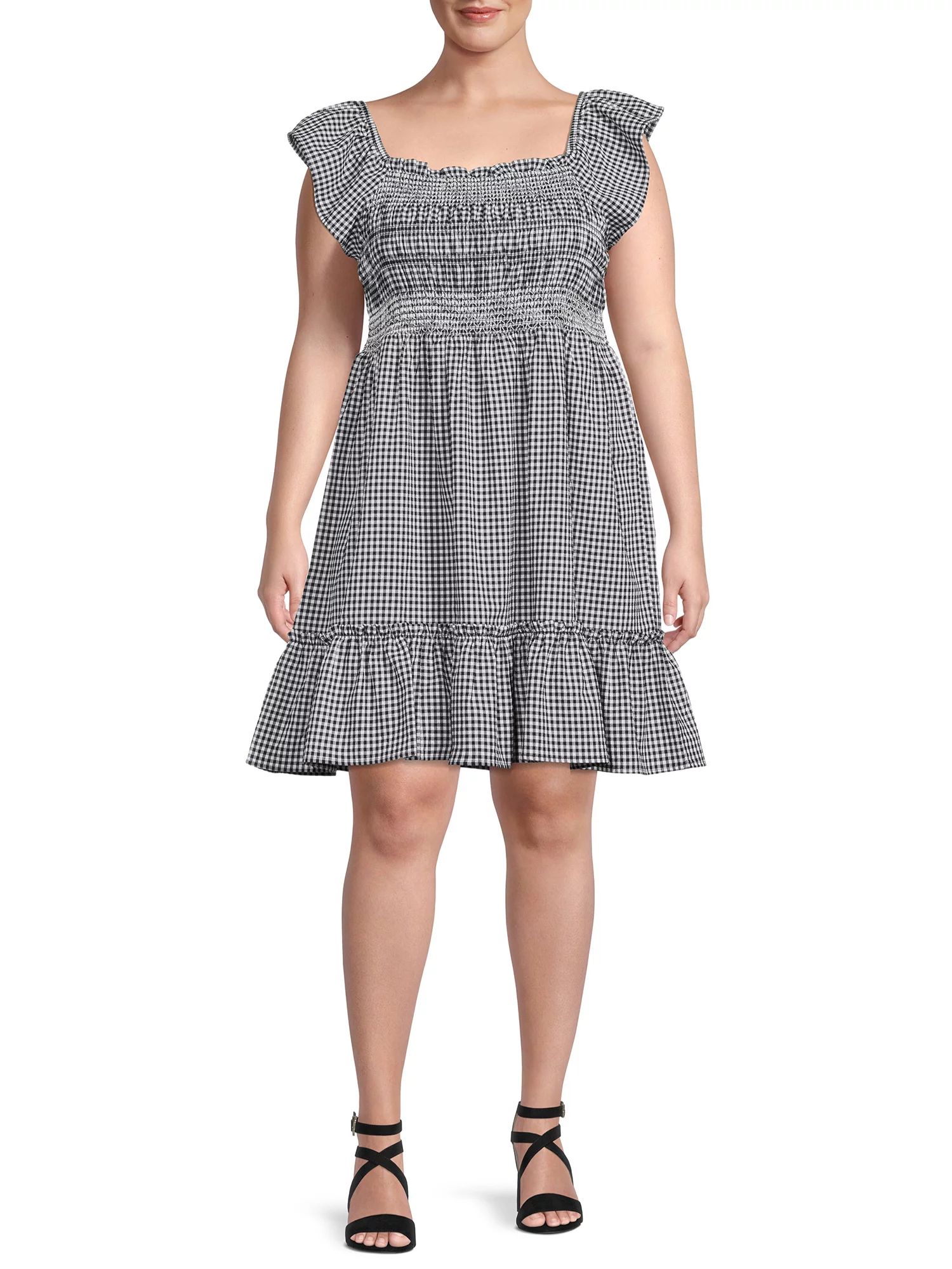 Terra & Sky Women's Plus Size Tiered Smock Dress - Walmart.com | Walmart (US)