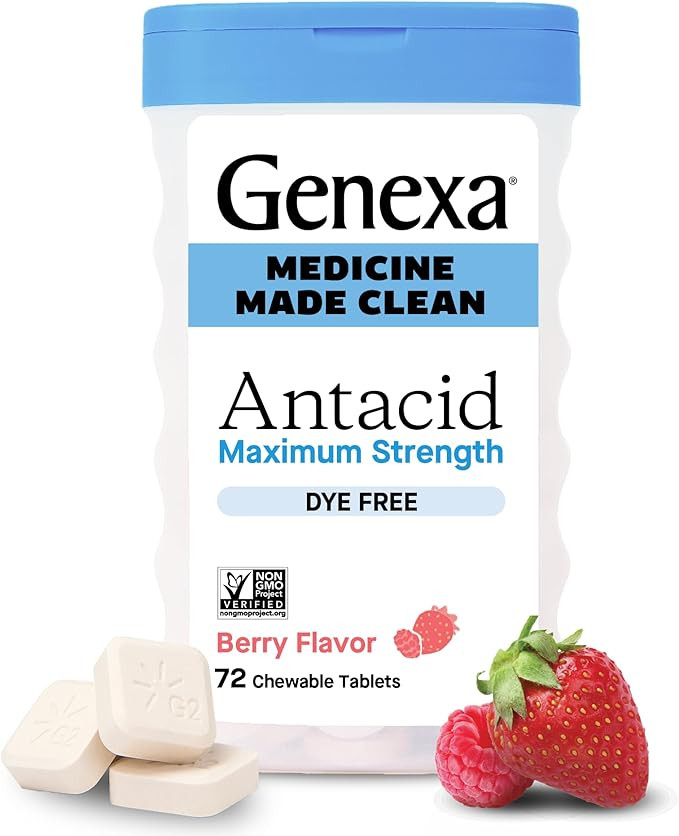 Genexa Clean Antacid Chewable Tablets | Maximum Strength Calcium Carbonate for Heartburn, Acid In... | Amazon (US)