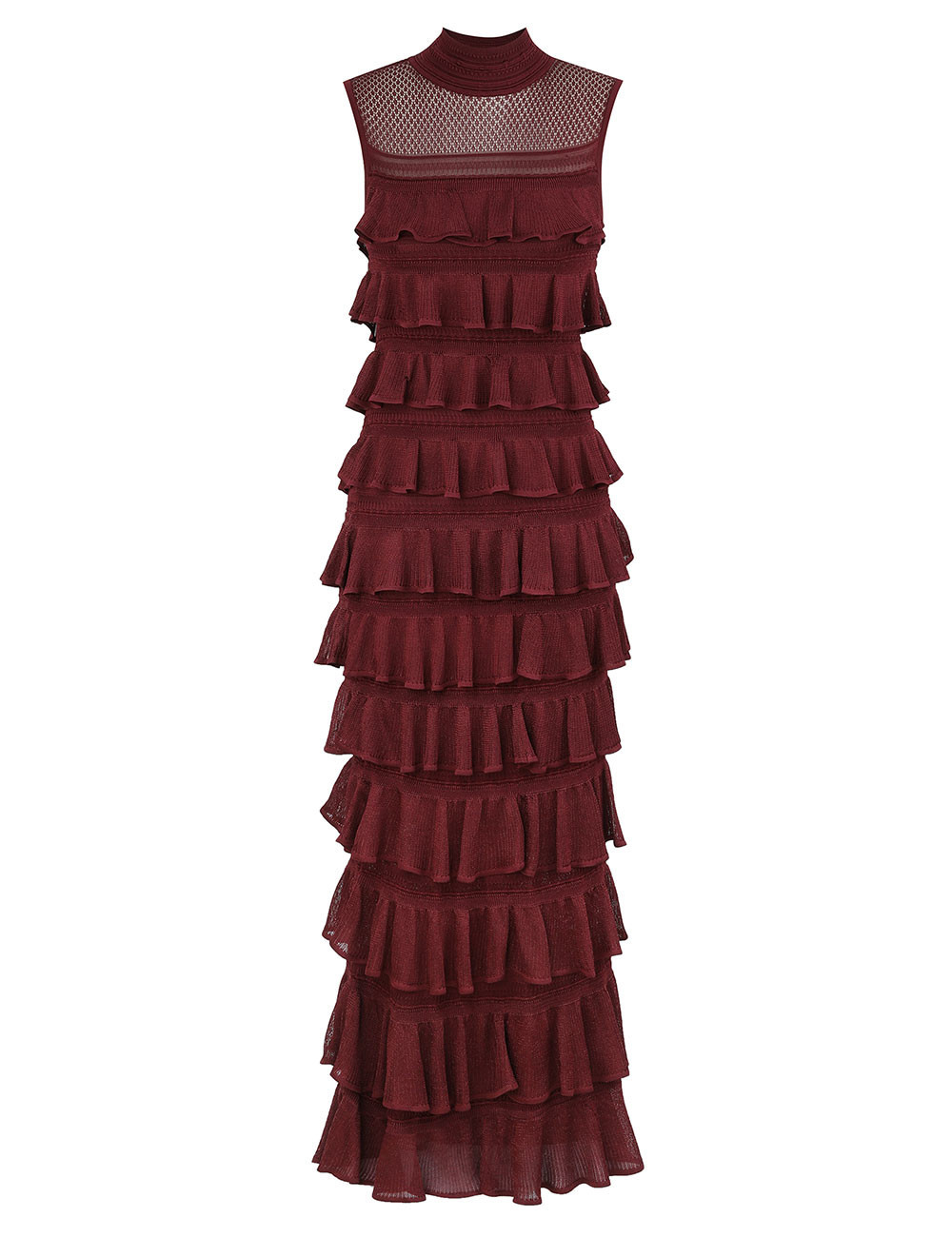ZIMMERMANN Rebellion Frill Midi Dress Burgundy Size 0 | ZIMMERMANN (US, CA, EU, MENA)