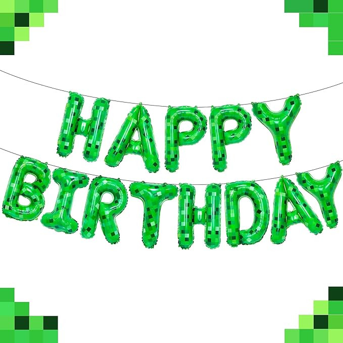TNT Pixel Happy Birthday Banner Party Decorations Foil Balloons Letters Signs Blast Gaming Party ... | Amazon (US)