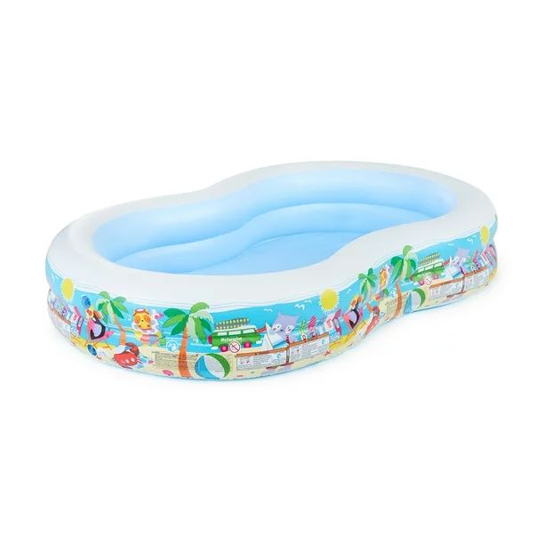 Intex 8.6' x 5.25' x 1.2' Paradise Lagoon Inflatable Kiddie Swimming Pool - Walmart.com | Walmart (US)