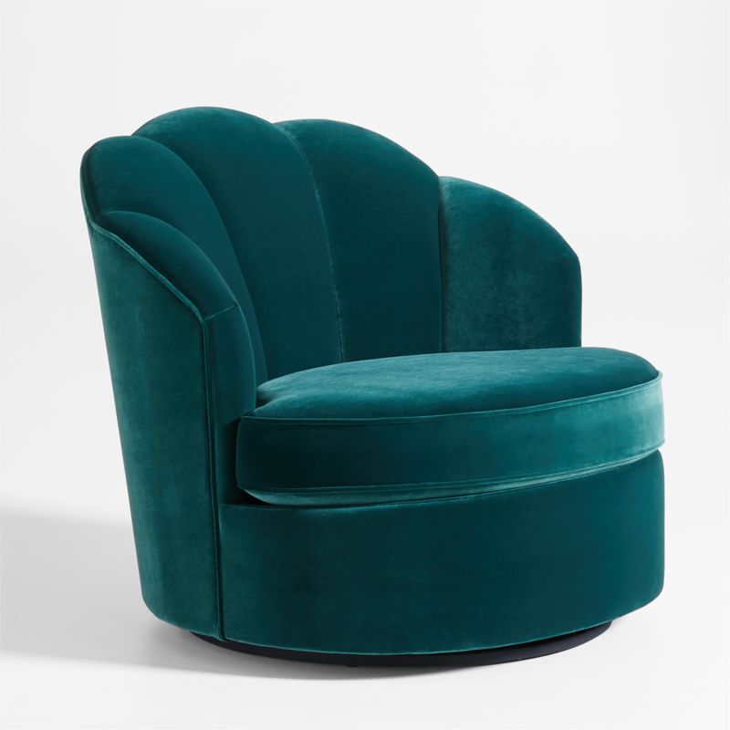 Avery Emerald Velvet Nursery Swivel Chair + Reviews | Crate & Kids | Crate & Barrel