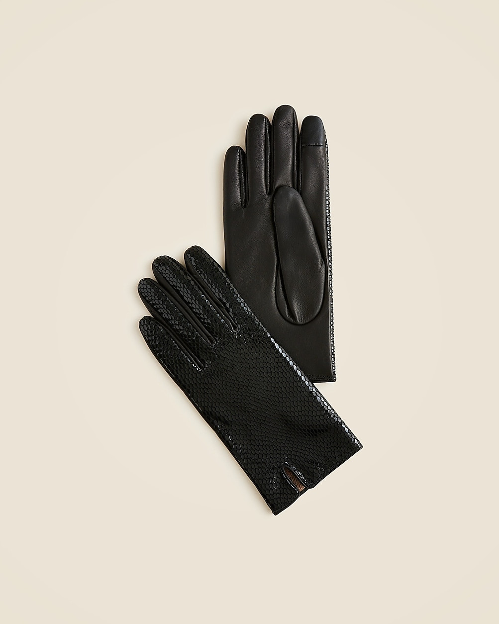 Snake-embossed leather tech-touch gloves | J. Crew US