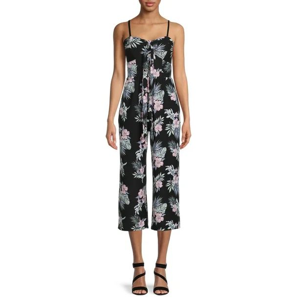 No Boundaries Tie Front Strapless Jumpsuit | Walmart (US)