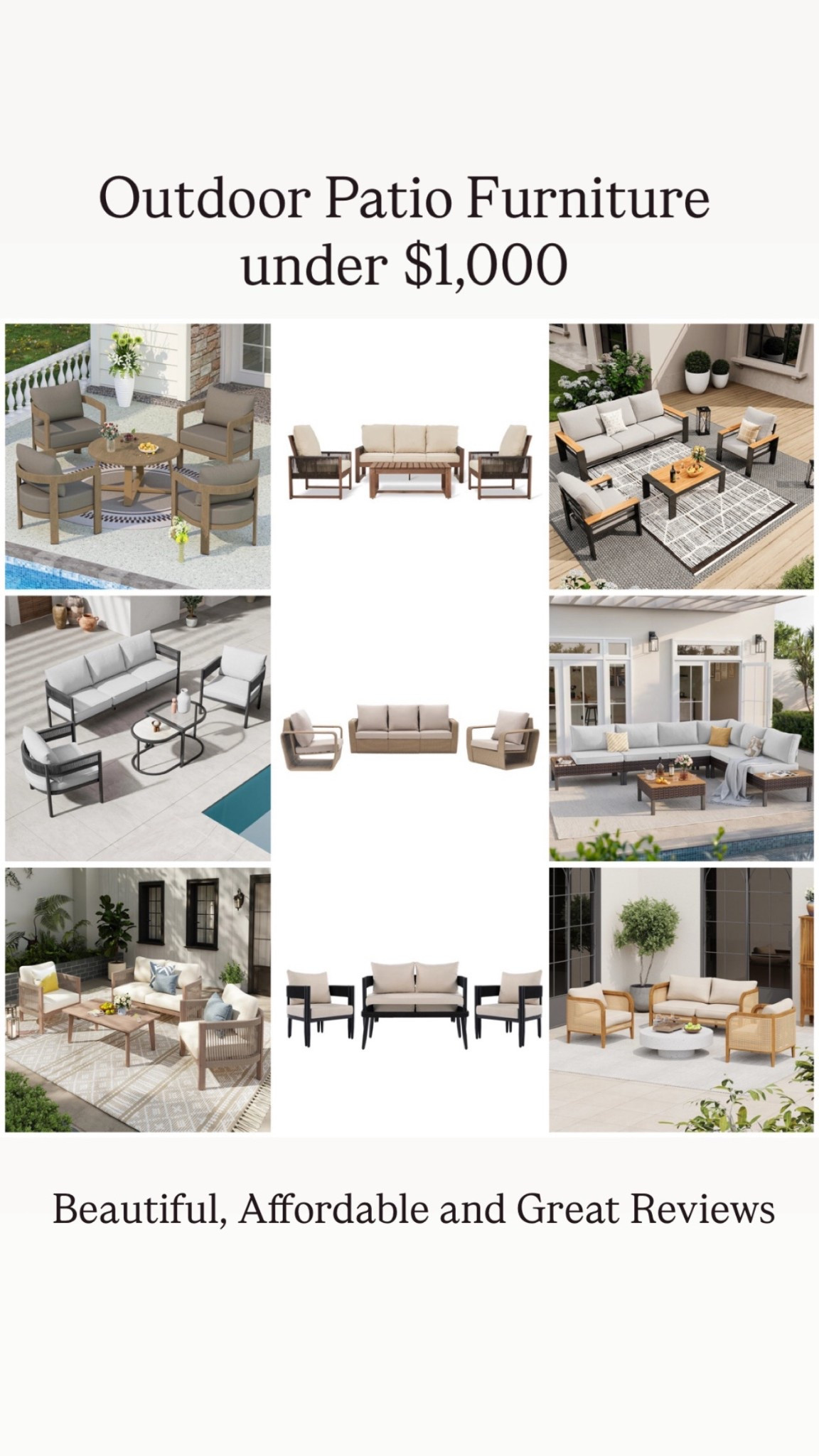 Outdoor furniture all under $1,000 from Wayfair! All has great reviews too! 

#LTKSeasonal #LTKSaleAlert #LTKHome