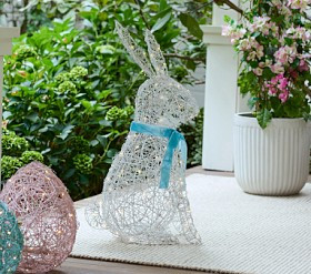 Lit Rattan Easter Bunny Outdoor Decor | Pottery Barn Kids