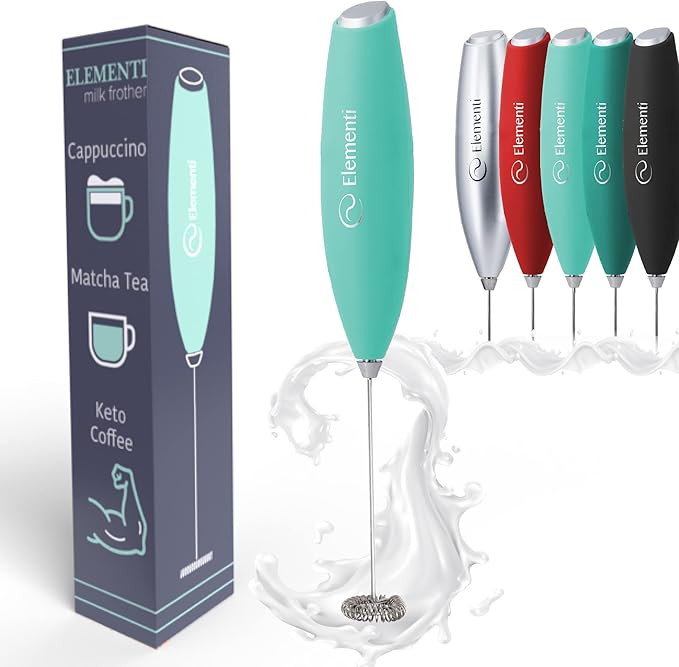 Elementi Milk Frother Handheld Matcha Whisk (Mint Green), Electric Hand Coffee Mixer, Electric Co... | Amazon (US)