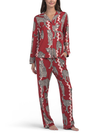 2pc Recycled Jaguar Stripe Pajama Set | TJ Maxx