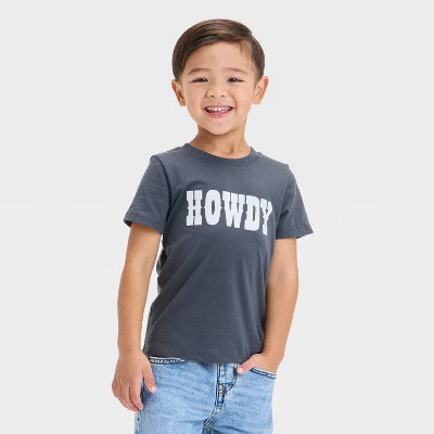 Toddler Boys' Short Sleeve Howdy Graphic T-Shirt - Cat & Jack™ Black 2T | Target