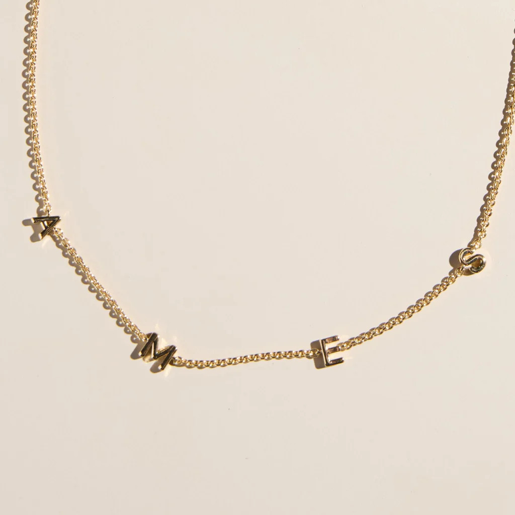 AMES Initial Necklace | Nickel and Suede