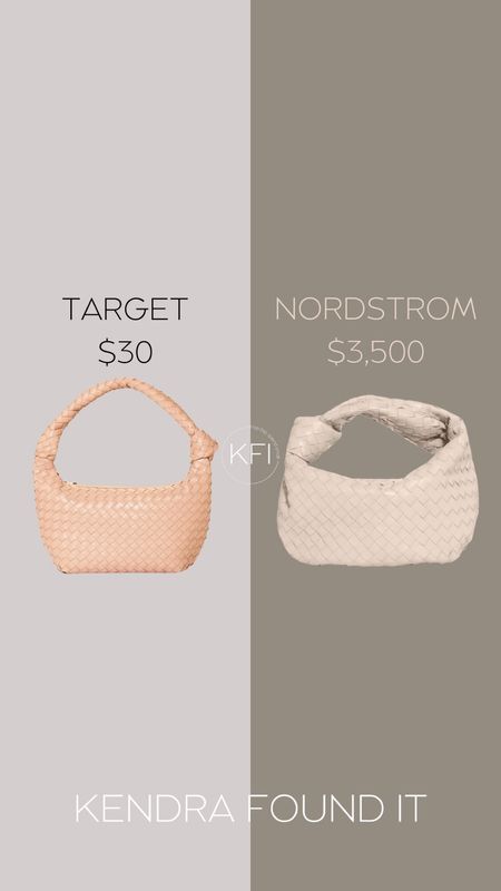 A Bottega Veneta dupe at Target?! 🎯Ummm… take my money! Once again they have nailed fashion on a budget. I saw this woven knot bag and it seemed very familiar to a designer handbag from Nordstrom, but I had no idea how close they were!

This stunning woven bag with knotted strap is giving all the designer handbag vibes at a fraction of the price. If a designer handbag is not in your budget, this would be such a good buy. It comes in beige, peach, and coral, and is a great date night, weekend, or everyday purse.

#dupe #targetfashion #target 

#LTKStyleTip #LTKSaleAlert #LTKFindsUnder50