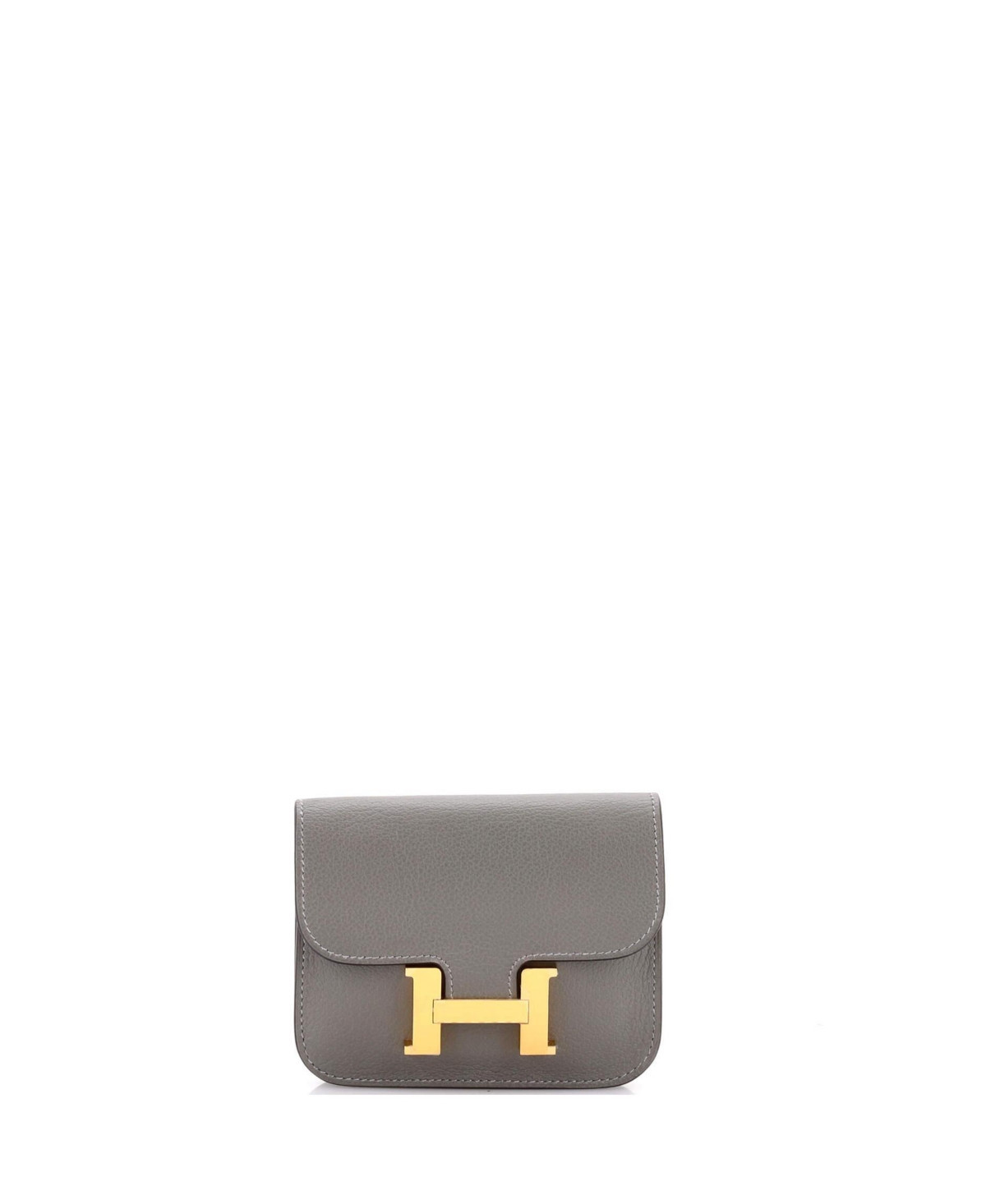 Pre-Owned HERMES Constance Slim Wallet Evercolor - Grey | Macy's