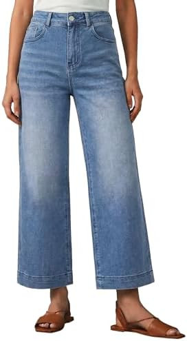 EMMIOL Women's 2026 Wide Leg Jeans Distress High Waist Stretchy Denim Pants Y2K Trousers Clothing | Amazon (US)