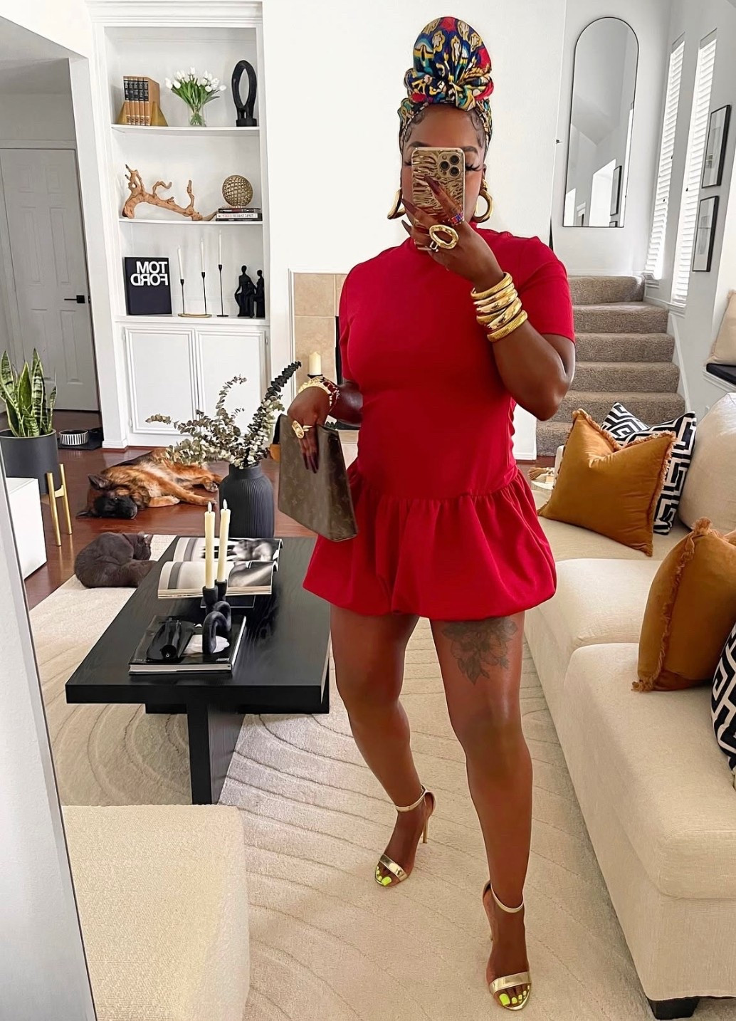 Lil red dress! Super cute dress that you can def wear for the holidays 🎄my headwrap is from wrapqueen style Taj Majal 

#LTKHoliday #LTKSeasonal #LTKFindsUnder100