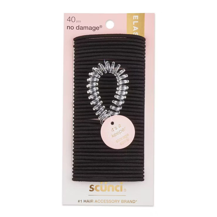 scunci No Damage Elastics with Bonus Ring Holder - 4mm/40ct | Target