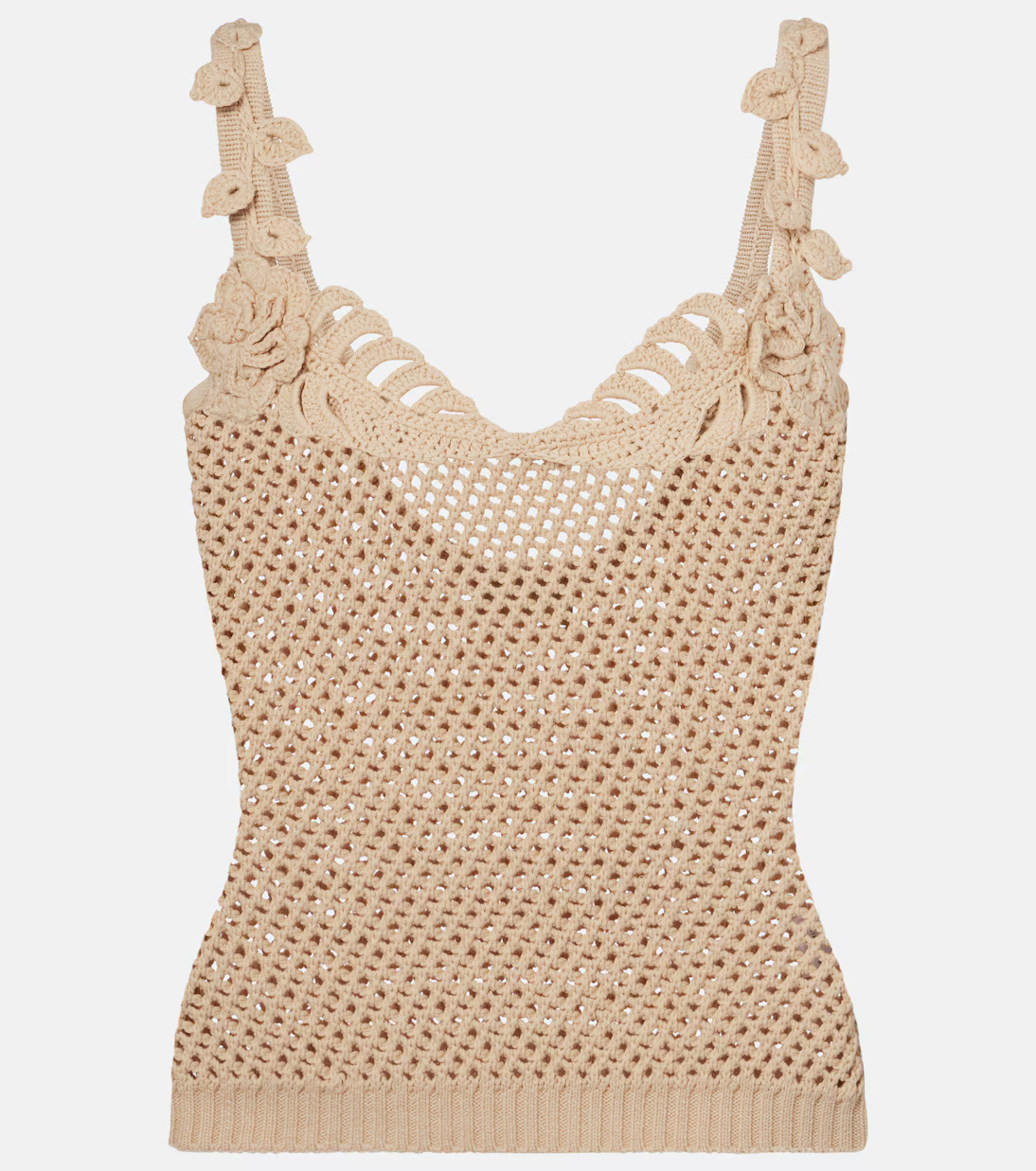 Crochet floral-appliqué cotton-blend top | Mytheresa (US/CA)