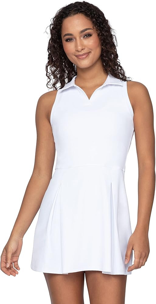 90 Degree By Reflex Racerback Charm Pleated Tennis Dress with Collar | Amazon (US)