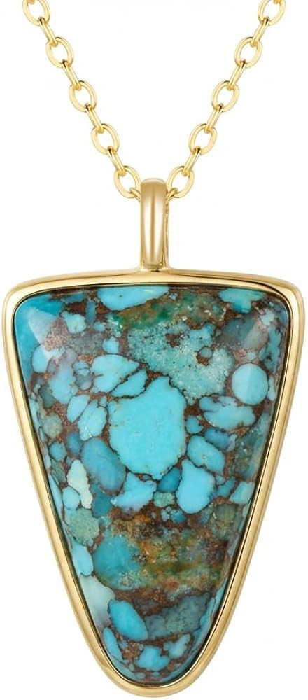 Turquoise Necklaces for Women 14k Gold Plated 925 Sterling Silver Western Pendant Necklace Teardr... | Amazon (US)