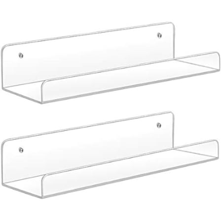 CY craft Wall Mounted Acrylic Floating Shelf 15 Inch Clear Ledge Shelf, Invisible Nursery Kids Books | Amazon (US)