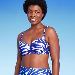 Women's Coral Print Underwire Bikini Top - Kona Sol™ Blue | Target
