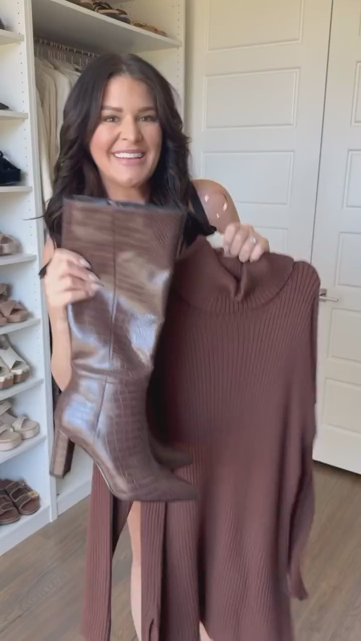 I can never resist a monochrome moment. This cozy sweater dress comes in a bunch of colors and I love how it pairs with these croc boots. And how gorgeous is this bag?! Sweater Dress: XL #littleblackdress #datenightoutfit #size16 #size14style #fallfashion #howtostylevideo #midsize #ltkcon size 14, little black dress, fall fashion, affordable style, date night outfit, fall boots

#LTKgrwm #LTKootd
