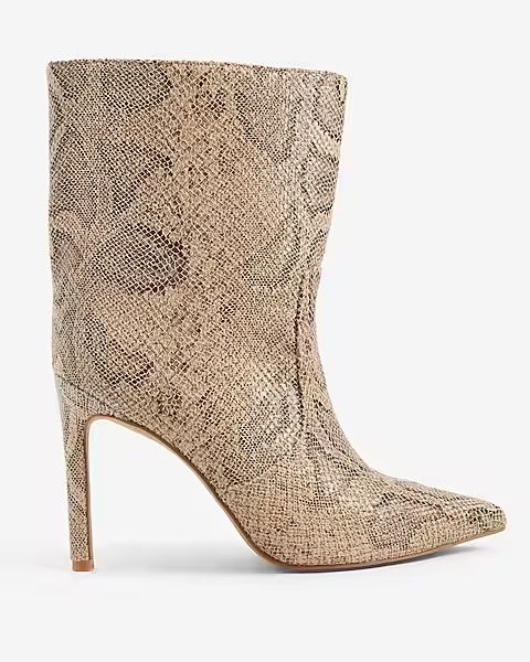 Faux Leather Croc Thin Heel Boots | Express
